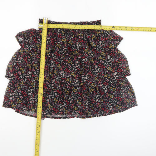 Miss Selfridge Petites Floral Mini Skirt Women Multicolour UK 6 Ruffle Polyester
