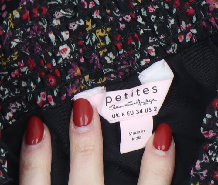 Miss Selfridge Petites Floral Mini Skirt Women Multicolour UK 6 Ruffle Polyester