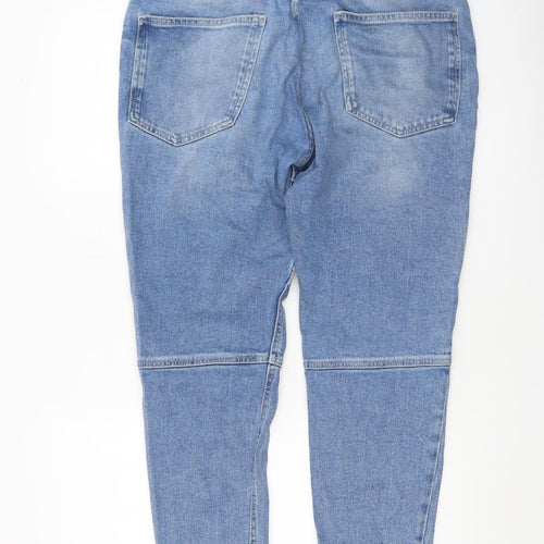Zara Man Blue Slim Tapered Rib Panel Stretch Denim Jeans 32 in