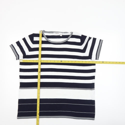 Punt Roma Womens Blue White Striped Short Sleeve Knit T-Shirt XL