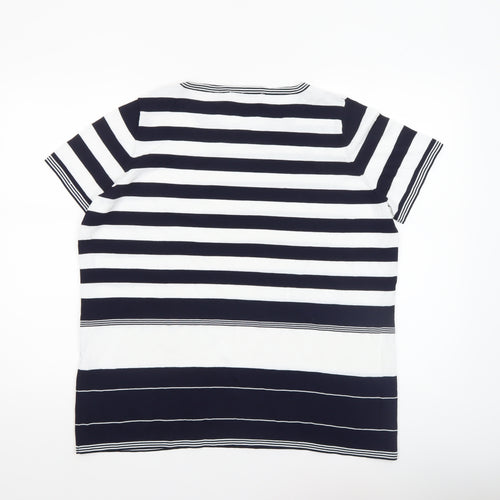 Punt Roma Womens Blue White Striped Short Sleeve Knit T-Shirt XL