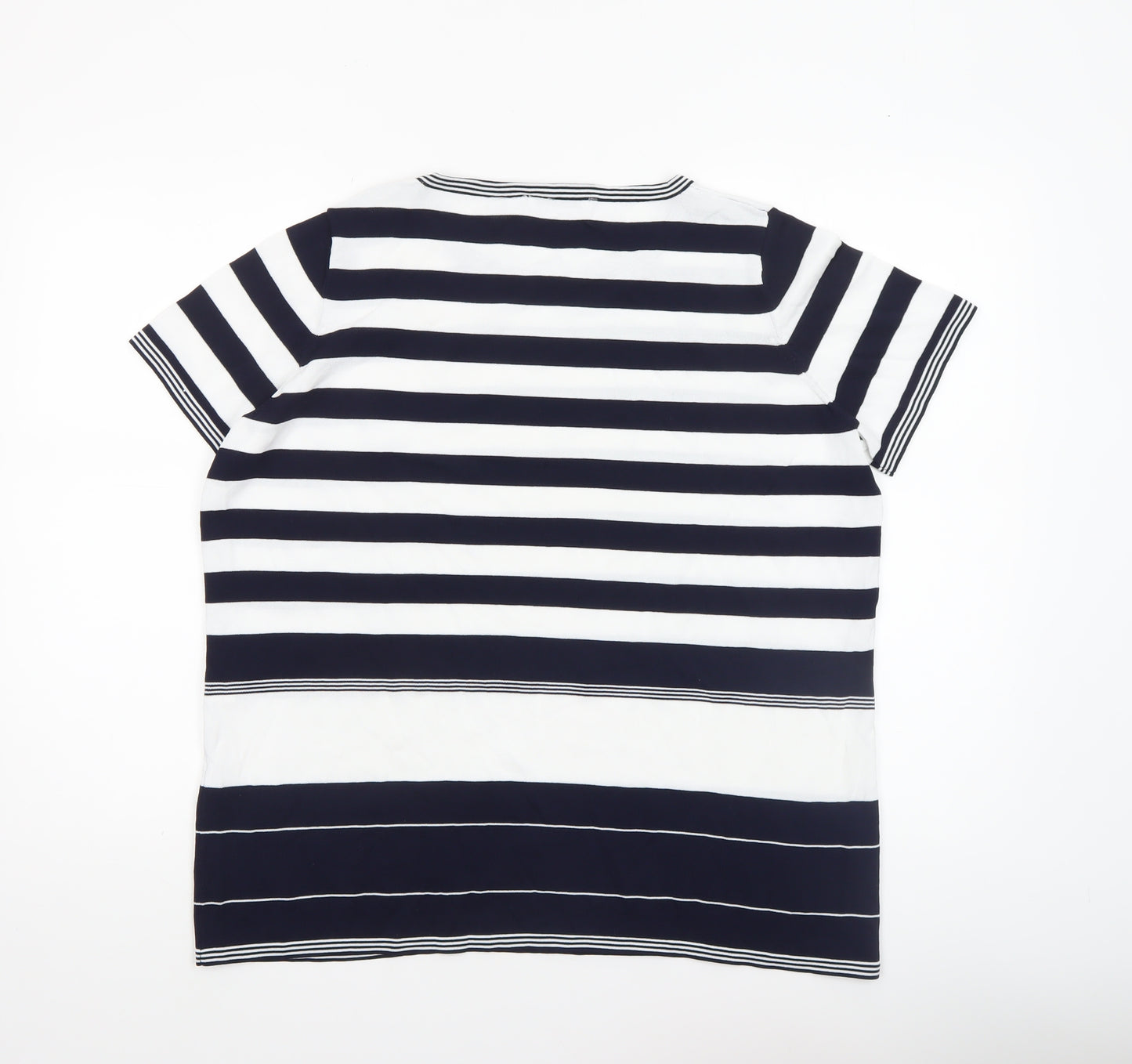 Punt Roma Womens Blue White Striped Short Sleeve Knit T-Shirt XL