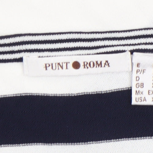 Punt Roma Womens Blue White Striped Short Sleeve Knit T-Shirt XL