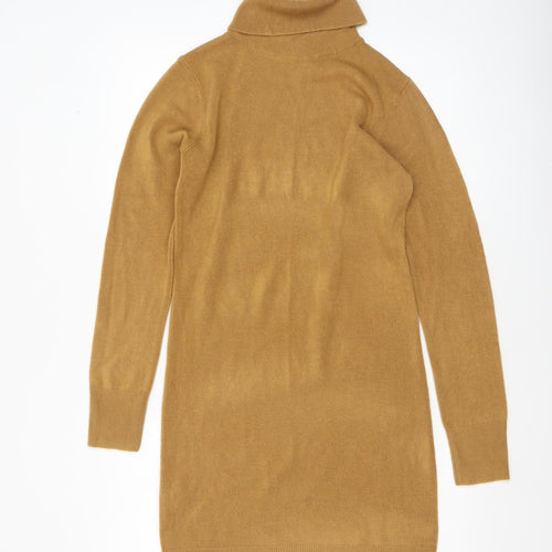 Forever 21 Women’s Brown Roll Neck Long Sleeve Knit Tunic Jumper Size S