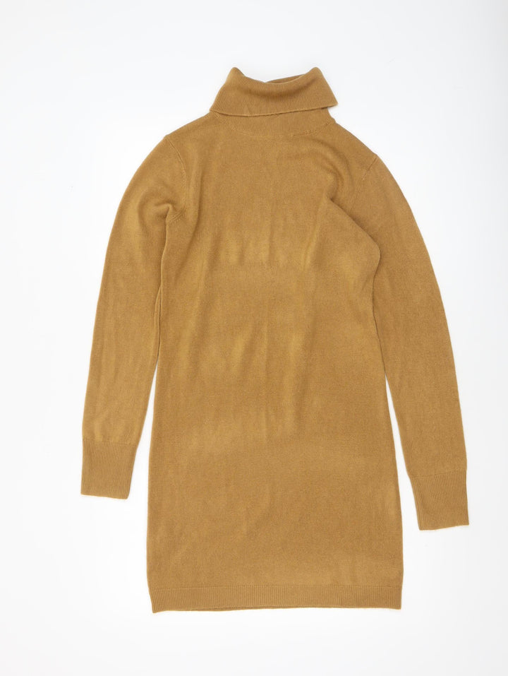 Forever 21 Women’s Brown Roll Neck Long Sleeve Knit Tunic Jumper Size S