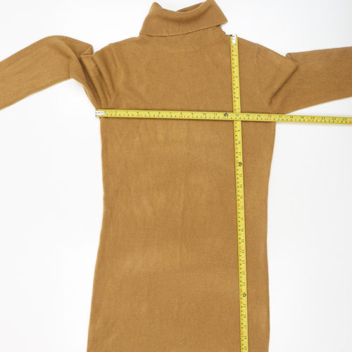 Forever 21 Women’s Brown Roll Neck Long Sleeve Knit Tunic Jumper Size S