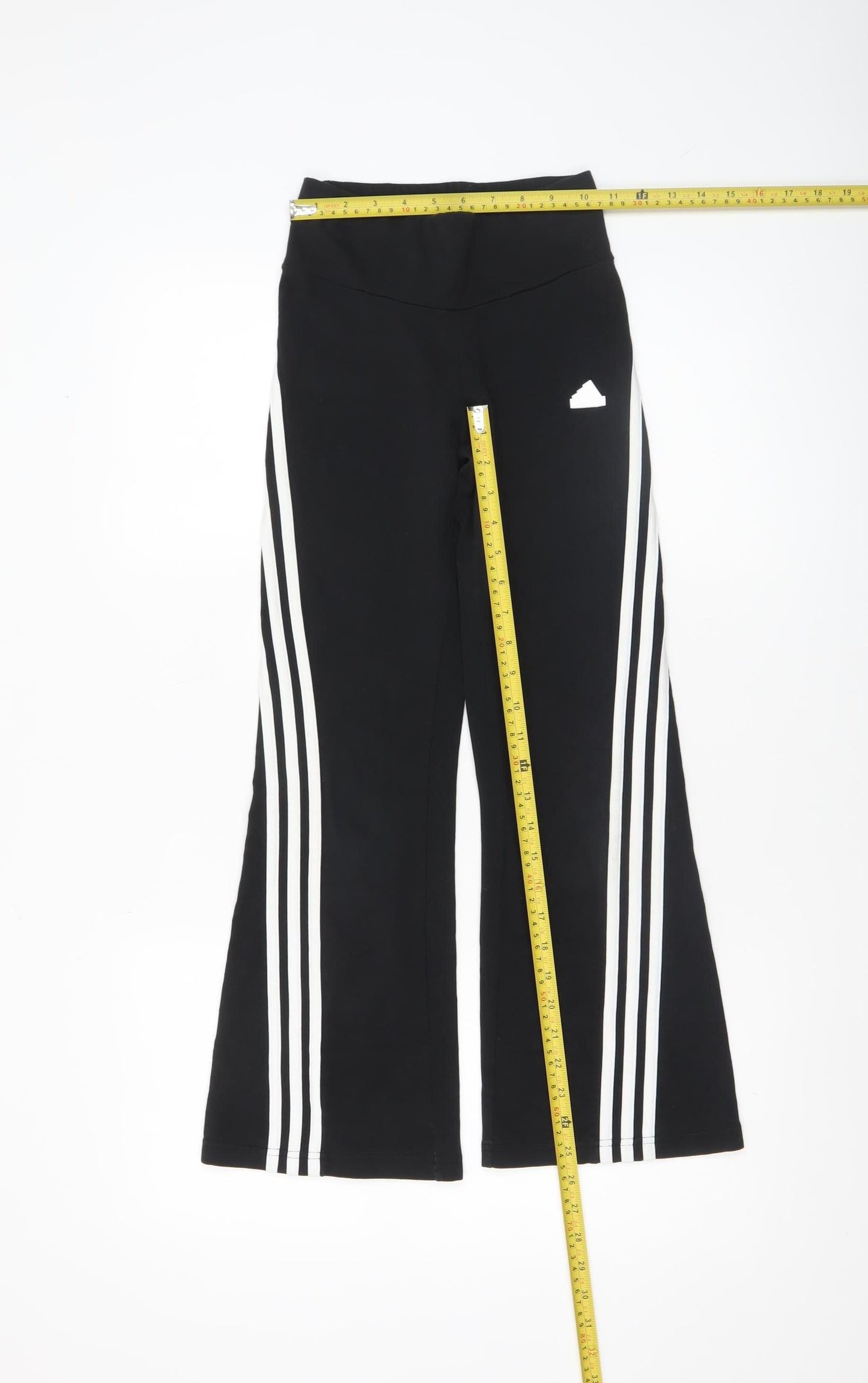 Adidas Girls Black Striped Jogger Trousers 9-10 Years Cotton Blend