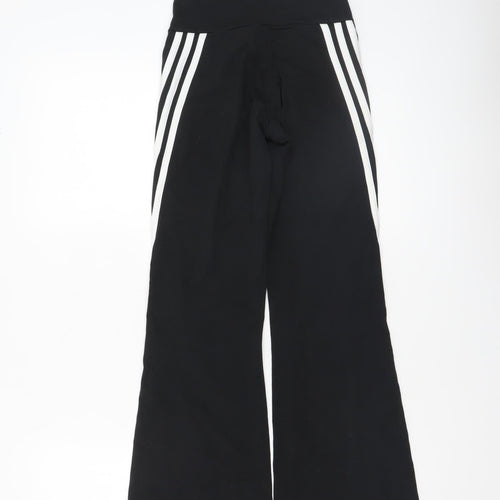Adidas Girls Black Striped Jogger Trousers 9-10 Years Cotton Blend