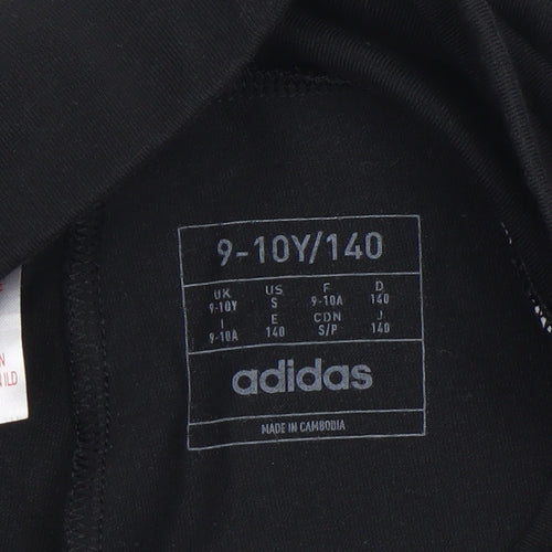 Adidas Girls Black Striped Jogger Trousers 9-10 Years Cotton Blend