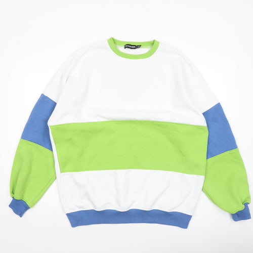 PrettyLittleThing Women’s Colourblock Green Blue White Sweatshirt UK 10