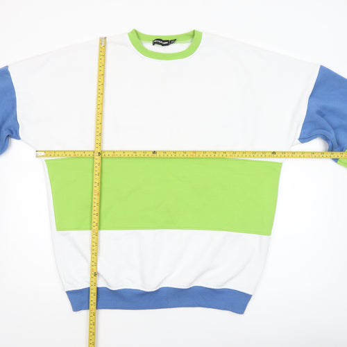PrettyLittleThing Women’s Colourblock Green Blue White Sweatshirt UK 10