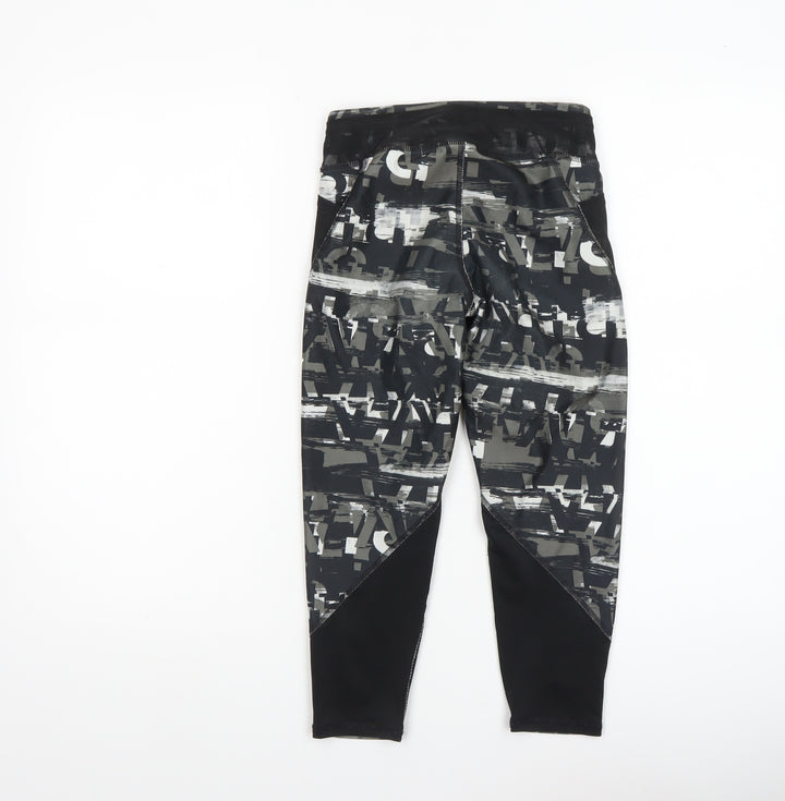 Puma Girls Black Geometric Print Activewear Leggings 9-10 Years