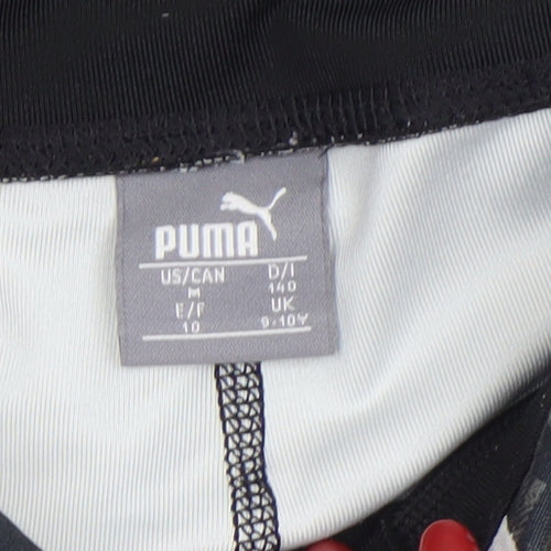 Puma Girls Black Geometric Print Activewear Leggings 9-10 Years