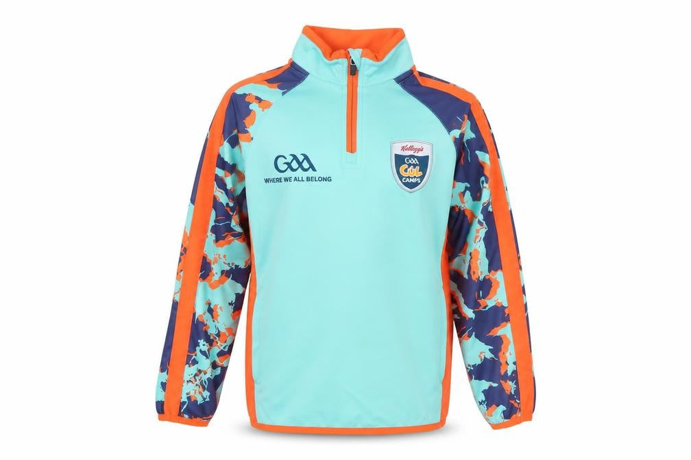 Front view of Masita boys’ blue 2 years gaa kellogg’s cool camps 1/4 zip pullover top