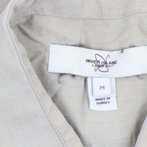 River Island Men’s Beige Cotton Long Sleeve Button-Up Shirt M