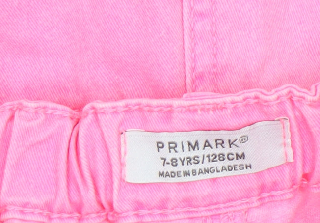 Primark Teens Pink Cargo Mini Skirt 8 Slim Cotton Denim Zip Pockets