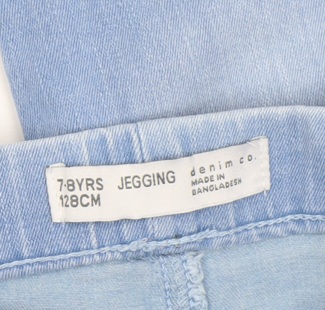 Denim Co. Girls Blue Jegging Jeans Size 7-8 Years Light Wash Stretch Denim