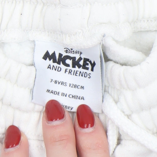 Disney Mickey & Friends Girls White Jogger Trousers 7-8 Years Chip & Dale Print