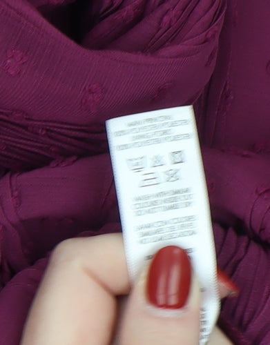 Gallery Women Purple Long Sleeve Bow Neck Tunic Blouse Size 12