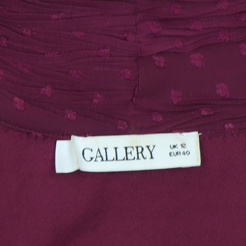 Gallery Women Purple Long Sleeve Bow Neck Tunic Blouse Size 12