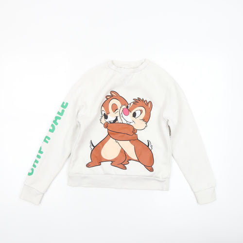 Disney Girls White Chip 'n Dale Fleece Sweatshirt 7-8 Years Pullover