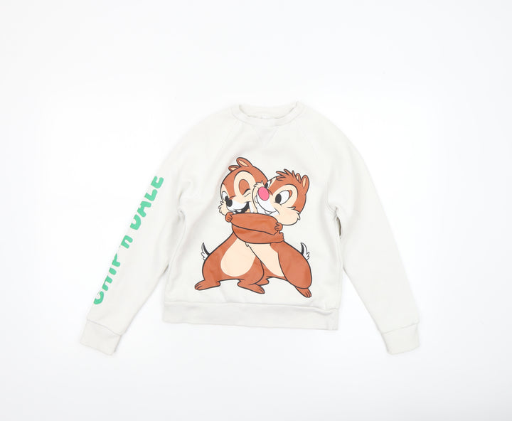 Disney Girls White Chip 'n Dale Fleece Sweatshirt 7-8 Years Pullover