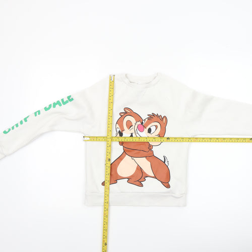 Disney Girls White Chip 'n Dale Fleece Sweatshirt 7-8 Years Pullover