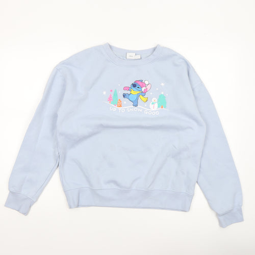 Disney Women XS Blue Stitch Christmas Sweatshirt Pullover