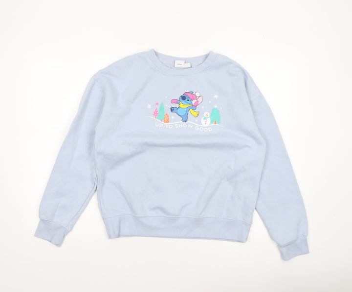 Disney Women XS Blue Stitch Christmas Sweatshirt Pullover