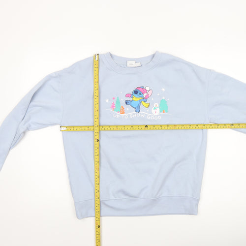 Disney Women XS Blue Stitch Christmas Sweatshirt Pullover