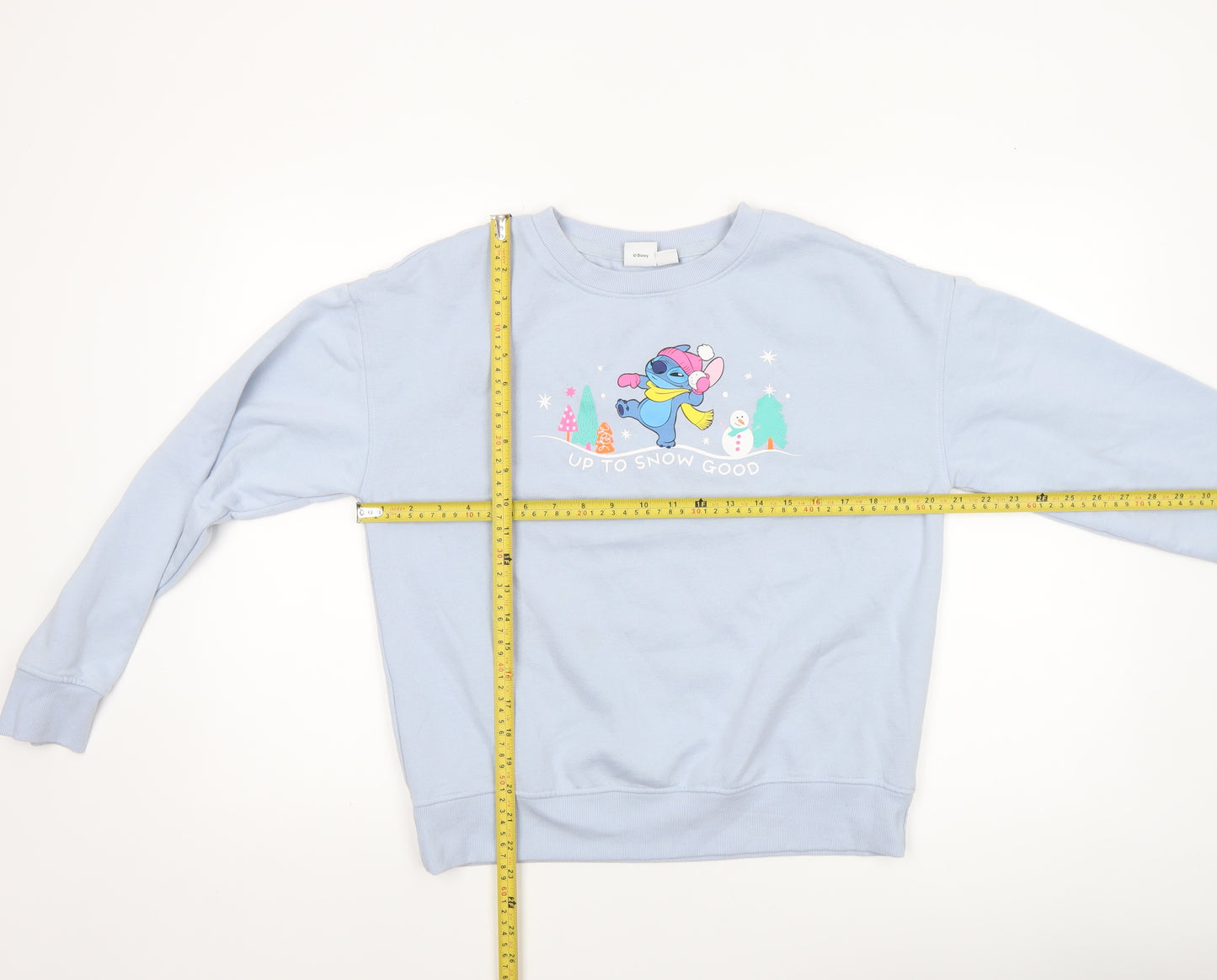 Disney Women XS Blue Stitch Christmas Sweatshirt Pullover