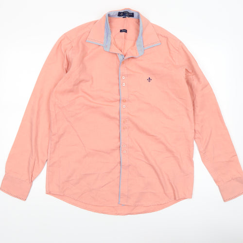 Dudalina Sport Men's Peach Long Sleeve Button-Up Shirt Size M