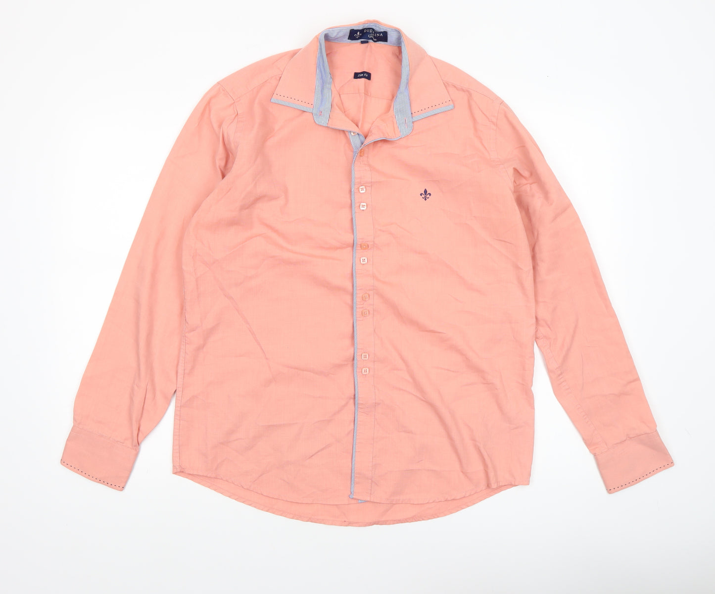 Dudalina Sport Men's Peach Long Sleeve Button-Up Shirt Size M