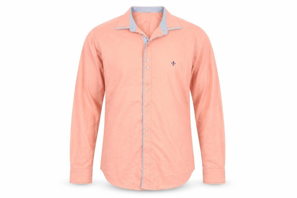 Dudalina Sport Men's Peach Long Sleeve Button-Up Shirt Size M
