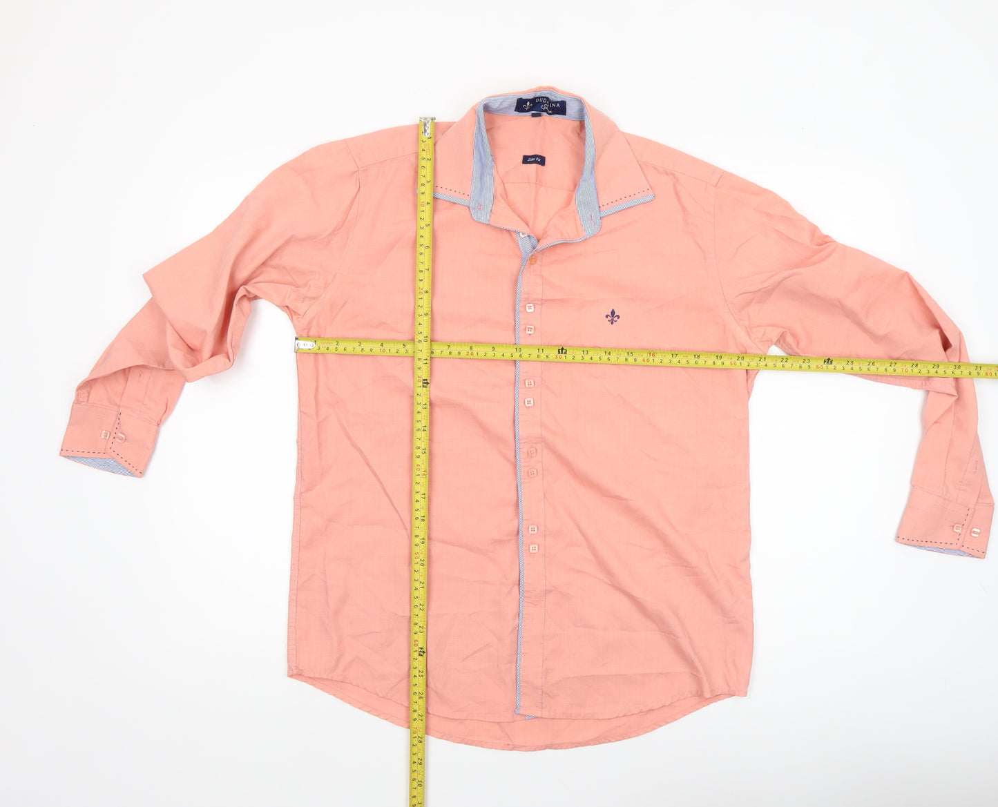 Dudalina Sport Men's Peach Long Sleeve Button-Up Shirt Size M