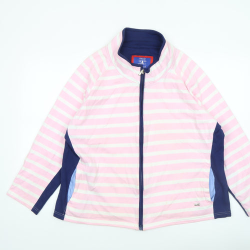 Paco Women’s Pink Striped Cotton Zip Jacket Size 18