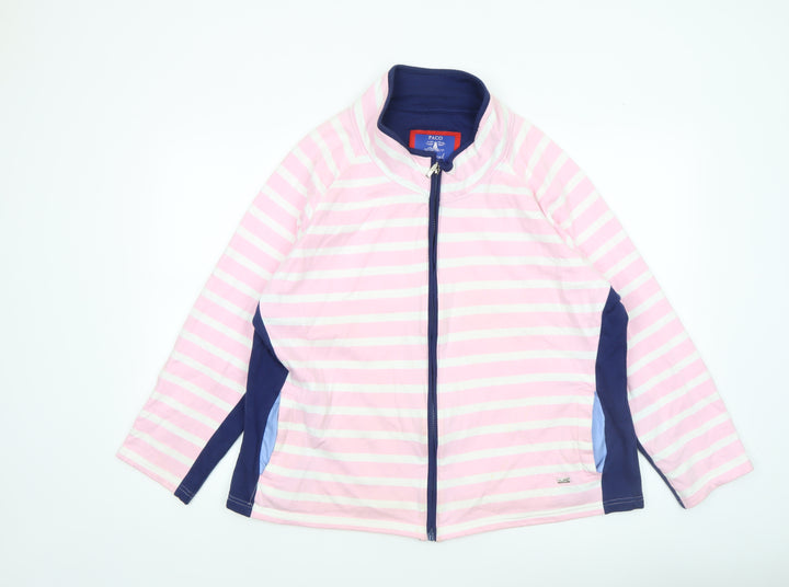 Paco Women’s Pink Striped Cotton Zip Jacket Size 18