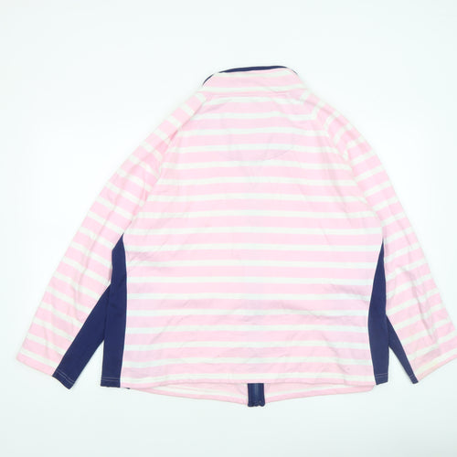 Paco Women’s Pink Striped Cotton Zip Jacket Size 18