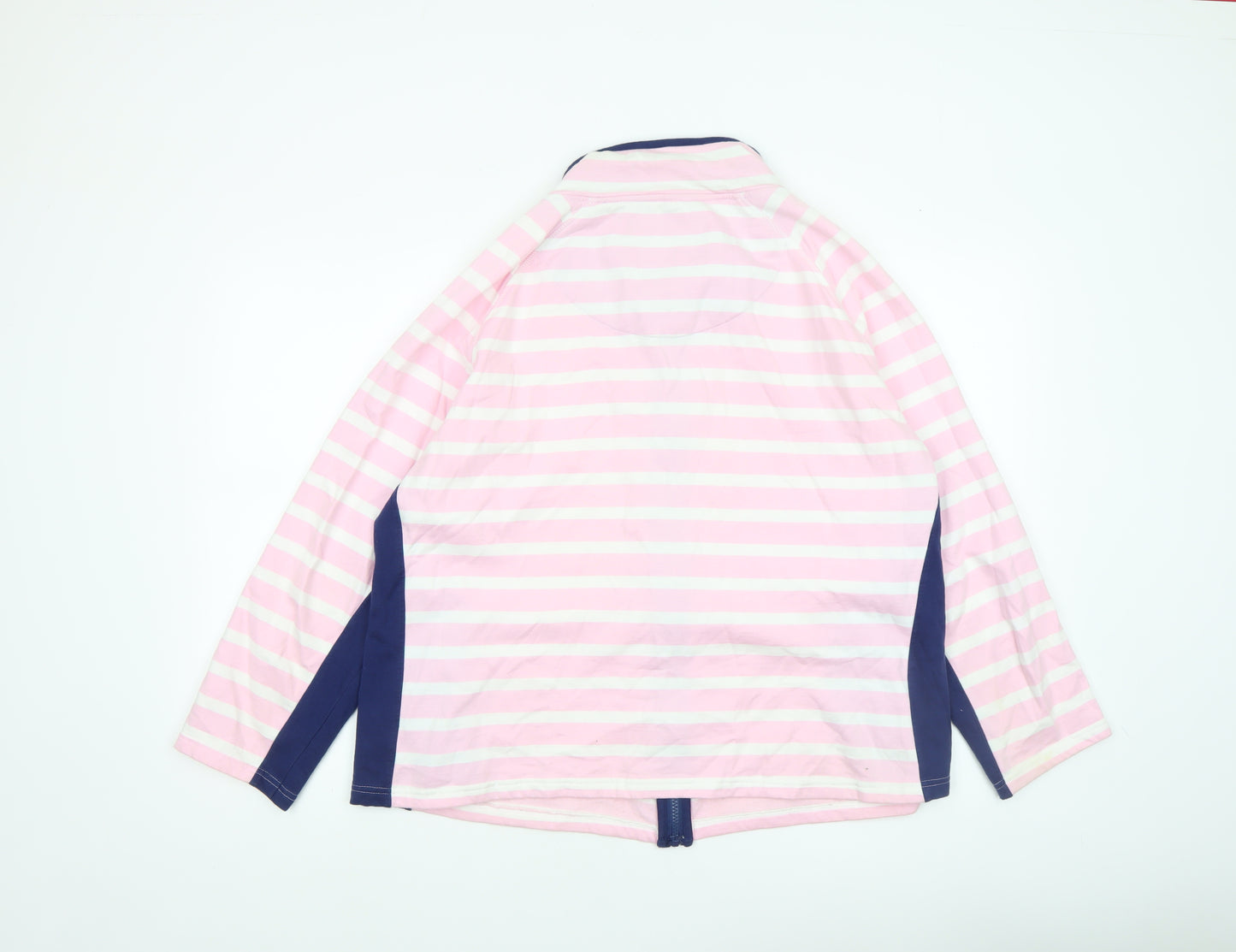 Paco Women’s Pink Striped Cotton Zip Jacket Size 18