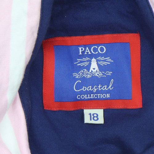 Paco Women’s Pink Striped Cotton Zip Jacket Size 18