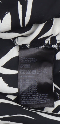 H&M Women’s Black White Animal Print Button-Up Shirt Size 12