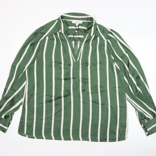 Haver & Blair Women’s Green Striped Satin Tunic Blouse XL