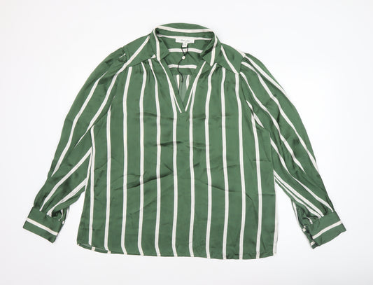 Haver & Blair Women’s Green Striped Satin Tunic Blouse XL