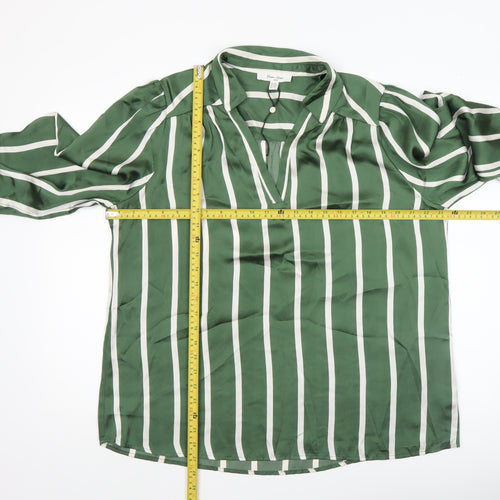 Haver & Blair Women’s Green Striped Satin Tunic Blouse XL