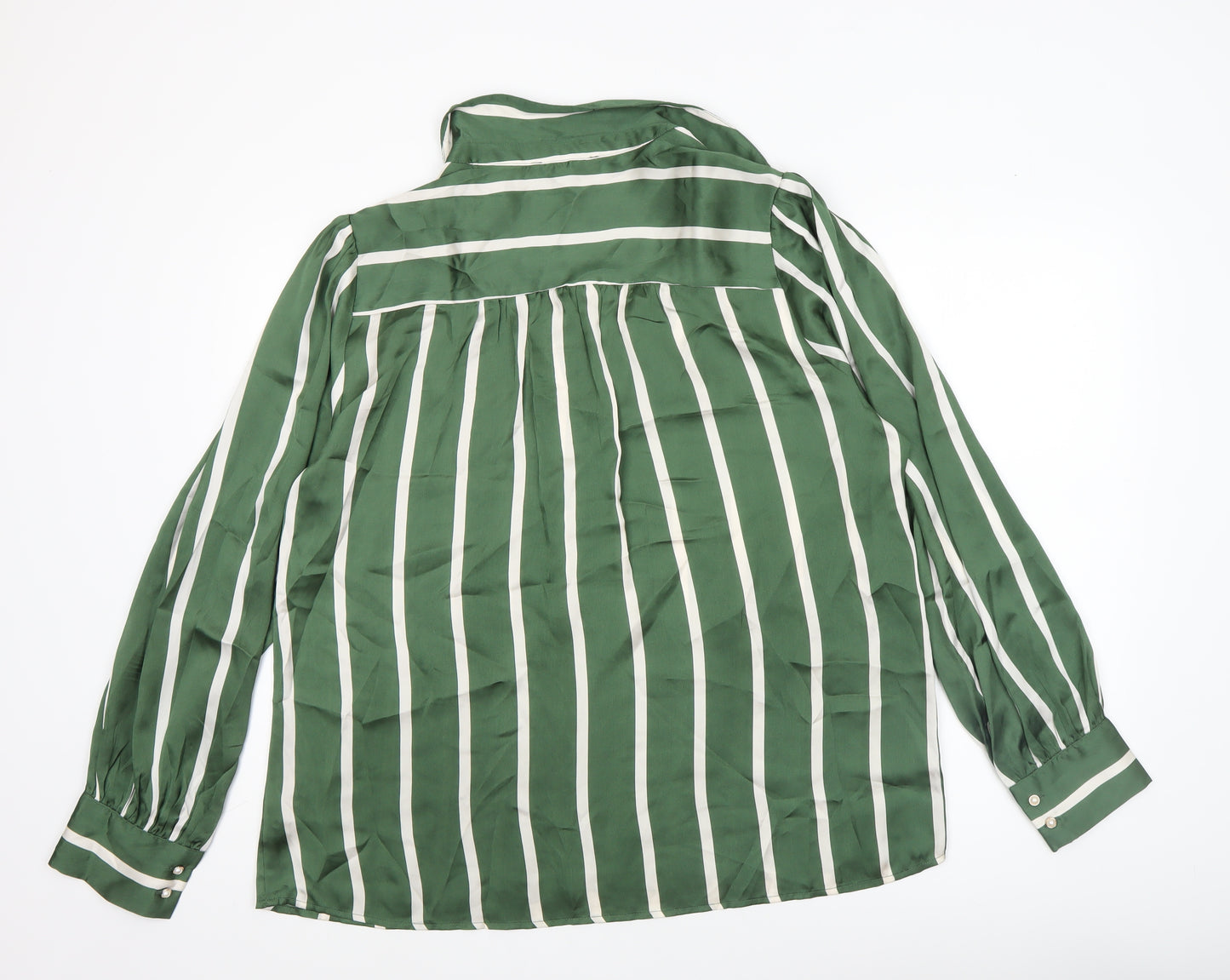 Haver & Blair Women’s Green Striped Satin Tunic Blouse XL