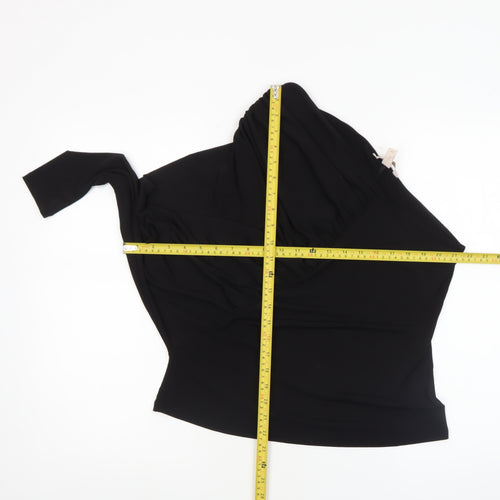 H&M Women's Black One Shoulder Ruffle Stretch Blouse Size 14