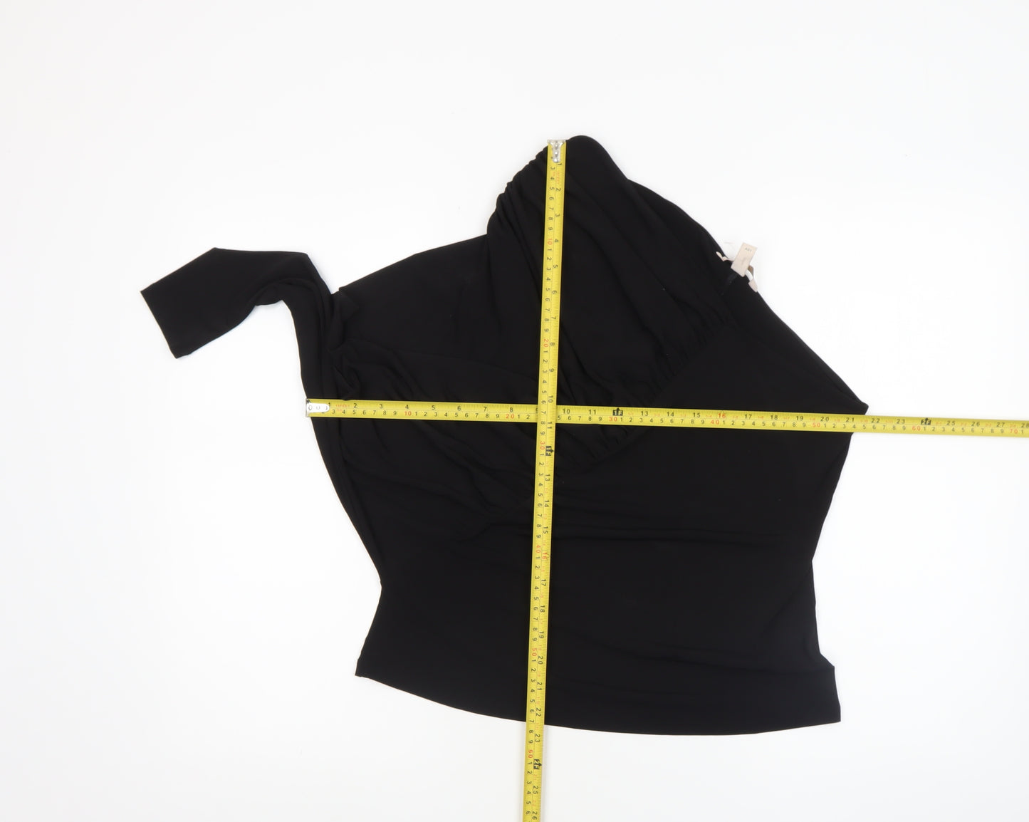 H&M Women's Black One Shoulder Ruffle Stretch Blouse Size 14