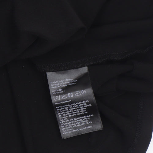 H&M Women's Black One Shoulder Ruffle Stretch Blouse Size 14