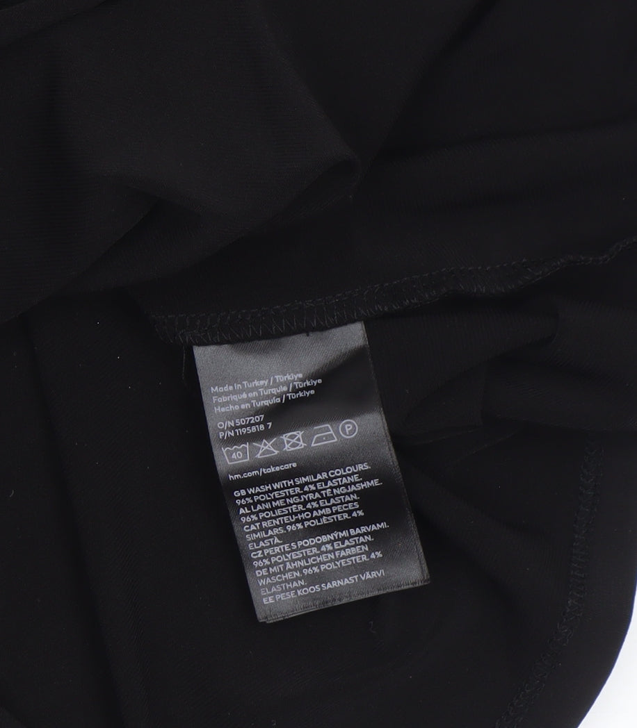 H&M Women's Black One Shoulder Ruffle Stretch Blouse Size 14