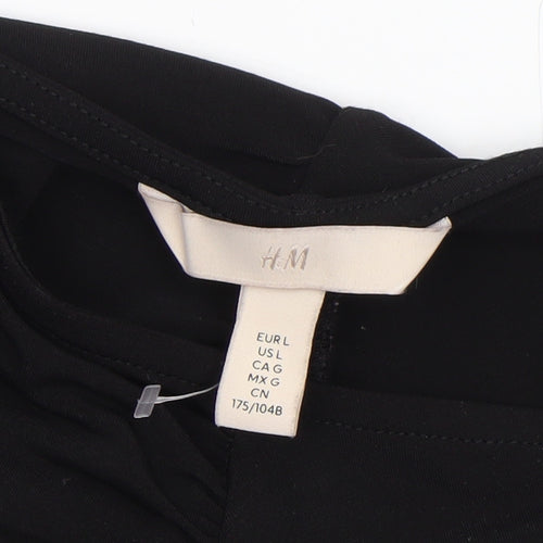 H&M Women's Black One Shoulder Ruffle Stretch Blouse Size 14